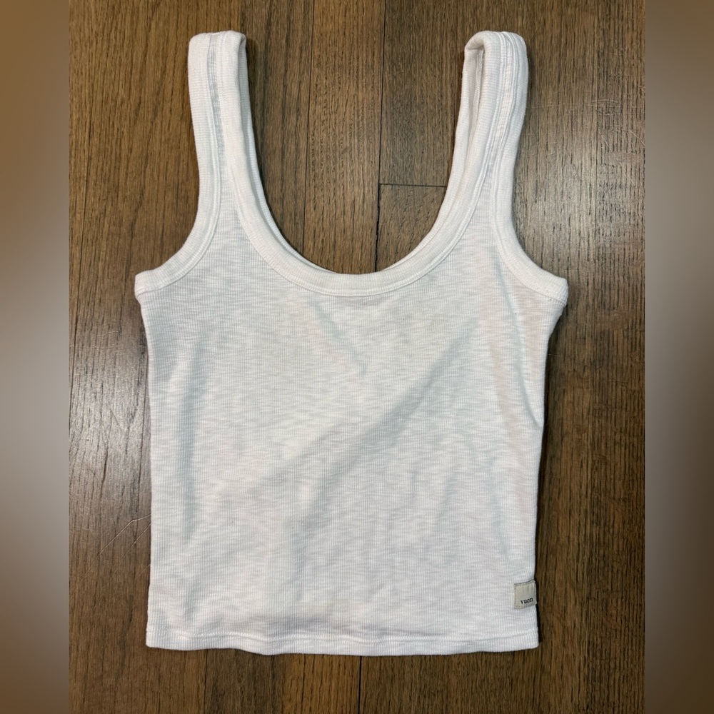Vuori White Ribbed Tank Top